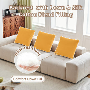 English Elm Luxury Piano Key Chenille Velvet Sofa Solid Wood Frame Three Seat Modern Living Room Beige W1765S00133