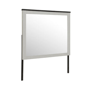 English Elm Avery Beige Mirror with Sleek Wood Frame, Large Attaching Dresser Mirror with Dark Top Accent B201P390585