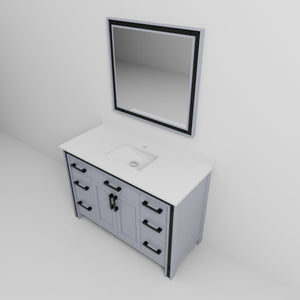 English Elm Dark Grey Bath Vanity 48" W With Cultured Marble Top, Soft-Close Drawers & Matching 34" Mirror B2731S00812