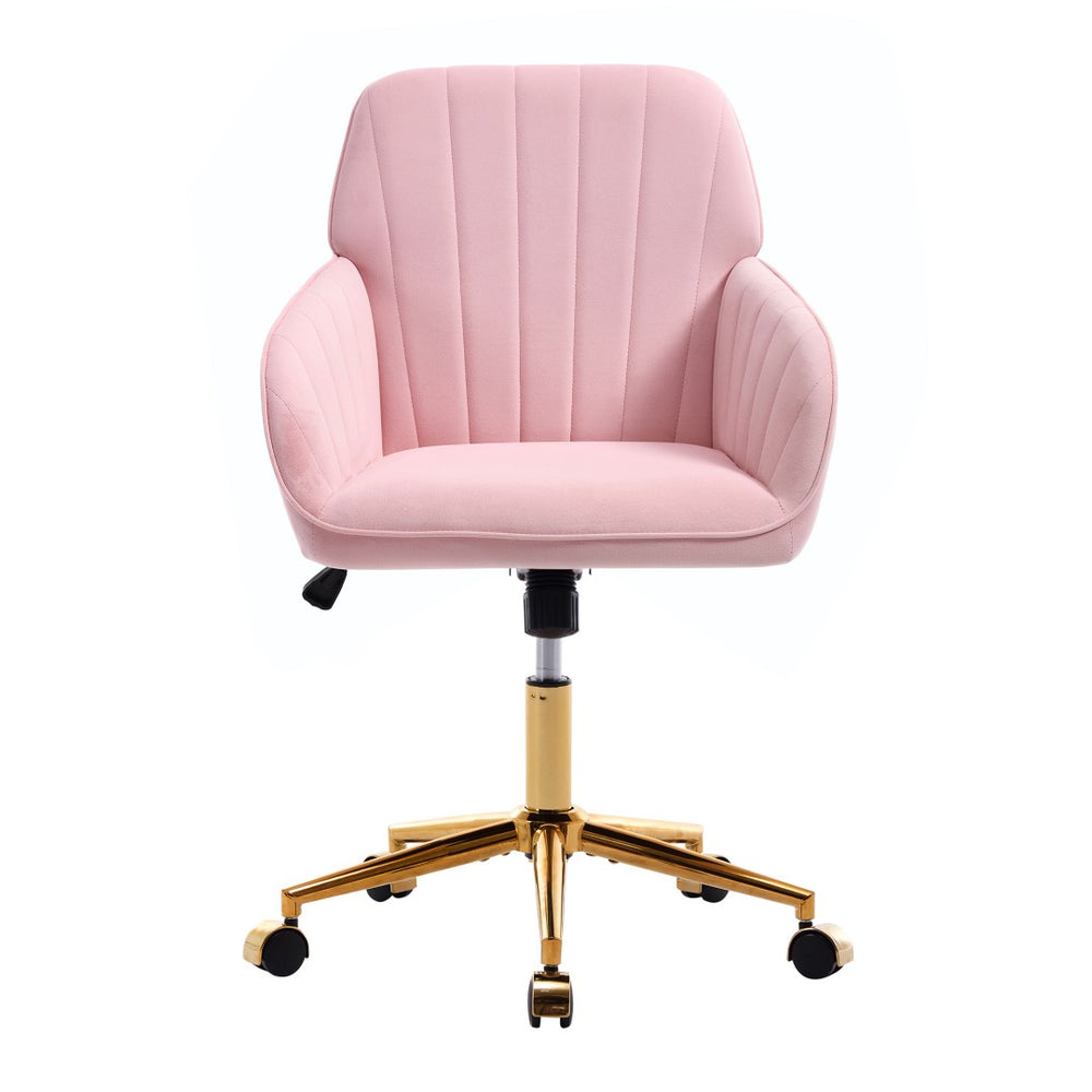 English Elm Ty Ergonomic Velvet Swivel Office Chair - Plush Memory Foam Comfort, Stylish Baby-Pink Design, Durable W2311P295811-GIGA