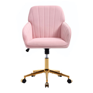 English Elm Ty Ergonomic Velvet Swivel Office Chair - Plush Memory Foam Comfort, Stylish Baby-Pink Design, Durable W2311P295811-GIGA
