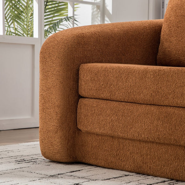 English Elm 71" Chenille Pull Out Sleeper Loveseat Convertible Floor Couch for Dorm or Guest Bedroom Orange W3118P388900