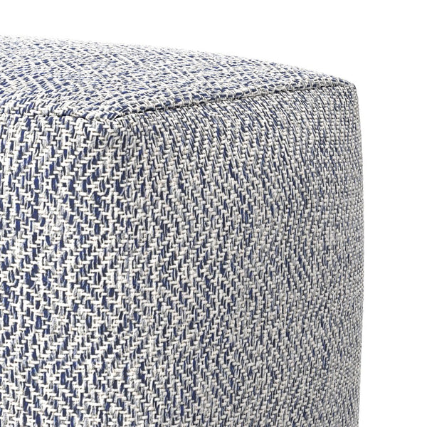 English Elm Nate Handwoven Cotton Square Pouf Artisan Footrest for Bohemian Living Rooms Blue B136P427592