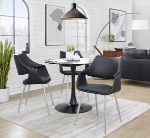 English Elm Chair Set of 2 White Faux Leather Seats with Angular Black Metal Legs Modern Dining B202P471316