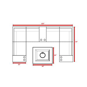 English Elm Fully Assembled 10-Piece Wicker Patio Seating Set With Fire Pit, Cushions & Side Tables For 4-6 B120S00258