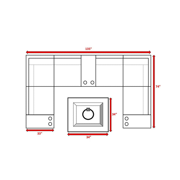 English Elm Fully Assembled 10-Piece Wicker Patio Seating Set With Fire Pit, Cushions & Side Tables For 4-6 B120S00258