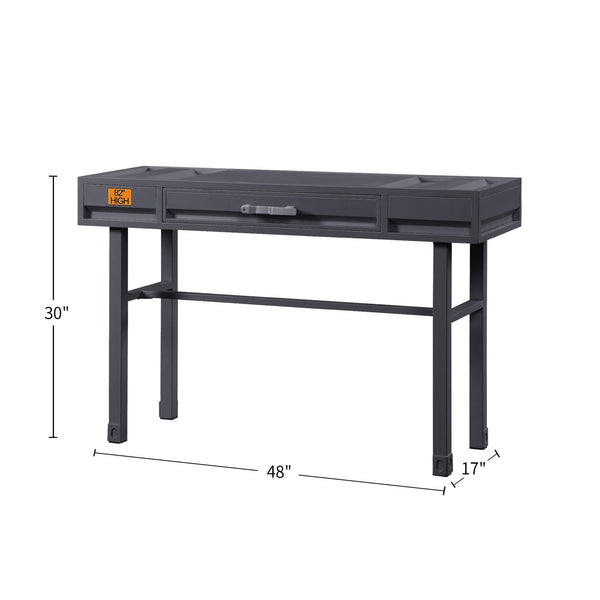 English Elm Metal Vanity Desk with Recessed Panel Design, One Drawer Accent Table for Stylish Bedroom Focal Point Gunmetal B016P317138