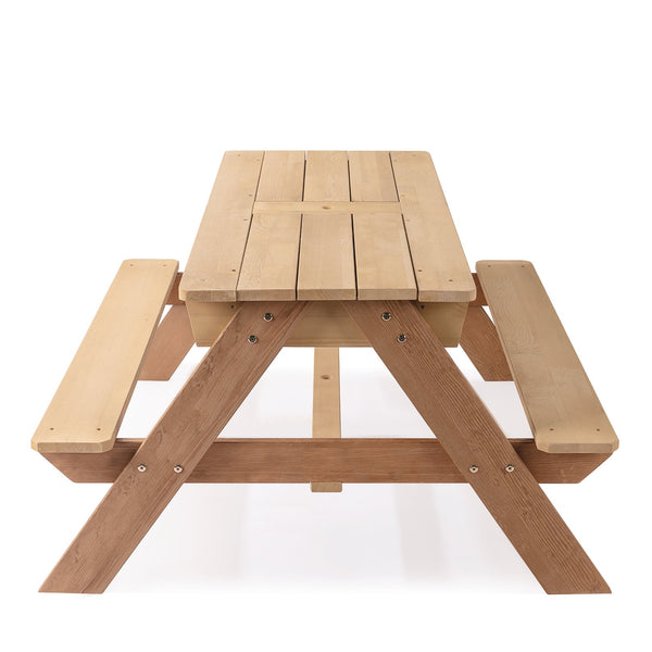 English Elm 3-in-1 Kids Cedar Outdoor Picnic Sand Water Play Table with Shading Umbrella W1390P160713