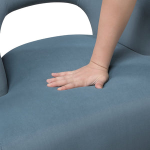 English Elm Luxury Velvet Barrel Accent Chair with Plush Pocket Coil Seat and Solid Wood Legs, Stylish Comfort Blue 27.5 L x 26.5 W x 22 H B011P308022