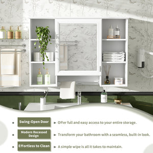 English Elm 3-in-1 Wall Mounted Bathroom Medicine Cabinet with Soft Close Mirror and Towel Bar White N710P358613K