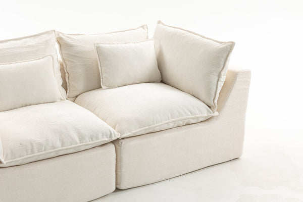 English Elm 74.8" Oversized Modular Cloud Sofa Deep Seat Cotton Linen Upholstered Living Room Couch Ancient White W2530P458026
