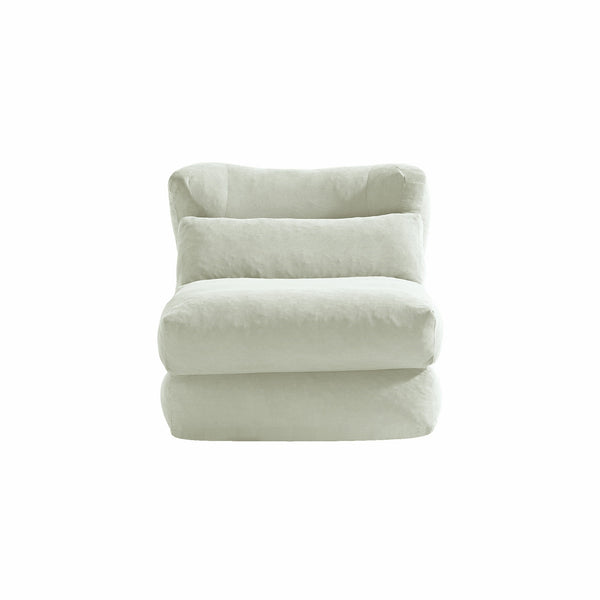 English Elm Cloud Corduroy Sleeper Chair Foldable High Density Foam Seat for Small Space Living Beige W1765P448558