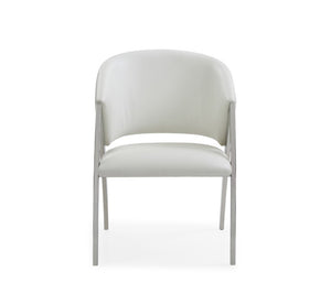 VIG Furniture Rabia White Leatherette Accent Chair With Wraparound Seat, Cutout Back & Polished Stainless Legs VGVCB899A-WHT