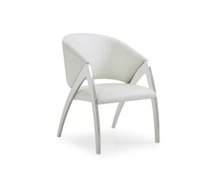 VIG Furniture Rabia White Leatherette Accent Chair With Wraparound Seat, Cutout Back & Polished Stainless Legs VGVCB899A-WHT