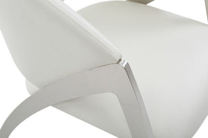 VIG Furniture Rabia White Leatherette Accent Chair With Wraparound Seat, Cutout Back & Polished Stainless Legs VGVCB899A-WHT