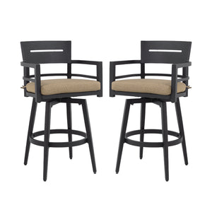 English Elm Modern Outdoor 2-Piece Swivel Bar Chairs – Stylish Aluminum Frame, 360° Rotation, Weather-Resistant Comfort W1886P352315