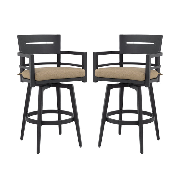 English Elm Modern Outdoor 2-Piece Swivel Bar Chairs – Stylish Aluminum Frame, 360° Rotation, Weather-Resistant Comfort W1886P352315