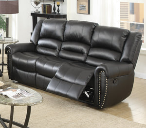 English Elm Modern Bonded Leather Sofa and Loveseat Set with Tufting and Nailhead Trim Detail B011S02387
