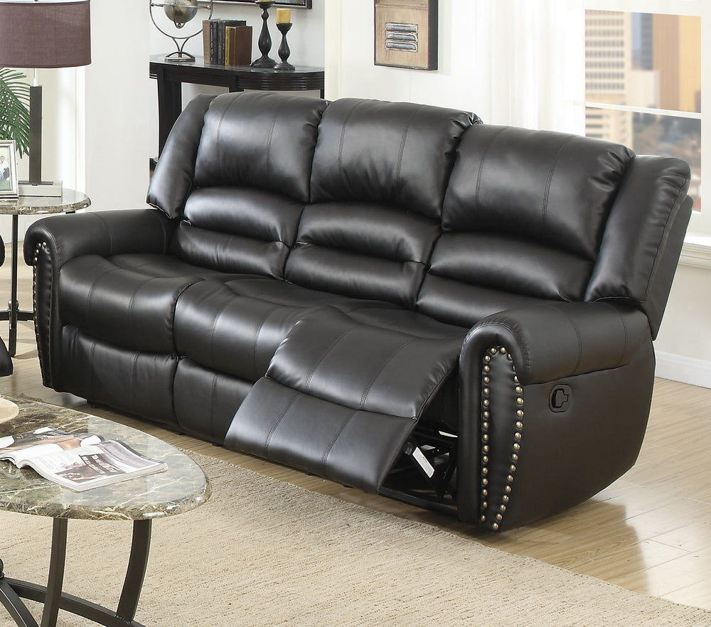English Elm Modern Bonded Leather Sofa and Recliner Set with Tufting Nailhead Trim Living Room B011S02388