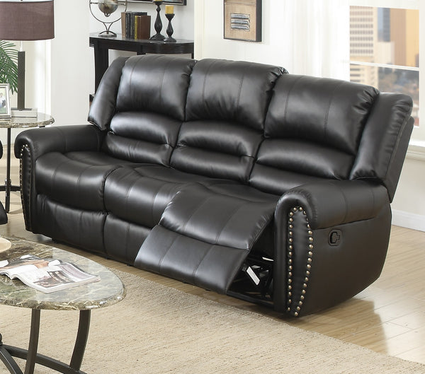 English Elm Modern Bonded Leather Sofa and Recliner Set with Tufting Nailhead Trim Living Room B011S02388