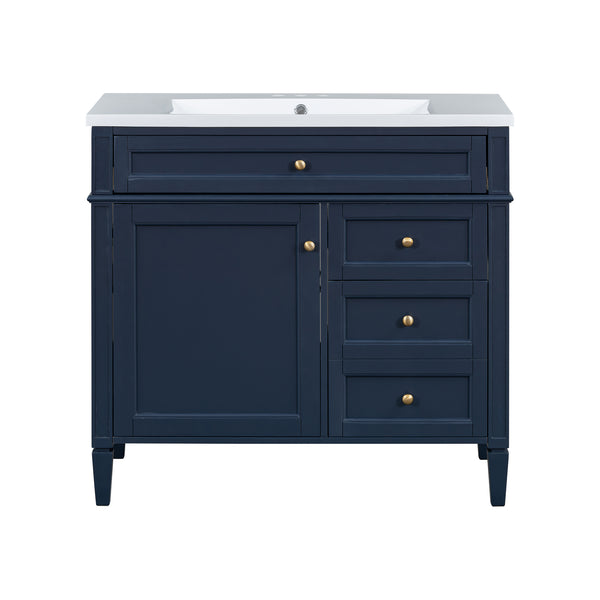 English Elm 36'' Modern Bathroom Vanity Set With Sink, Mirror & 6 Open Shelves - Stylish Storage Solution! N710S236006C