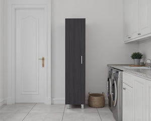 English Elm Storage Cabinet with Locking Doors Four Shelves Slim Tall Design for Home Office Black B092P474483