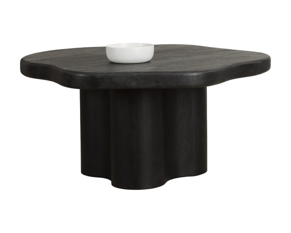 Sunpan BELLONA Dining Table - Charcoal Black Acacia Wood, Sculptural Design for Contemporary Spaces - 68.5" 112357