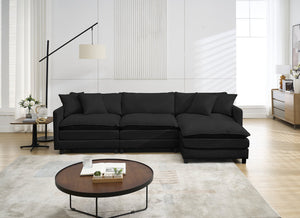 English Elm 108-inch Modular Chenille Sectional Sofa Deep Seated L Shape for Open Plan Living Black W2795S00045