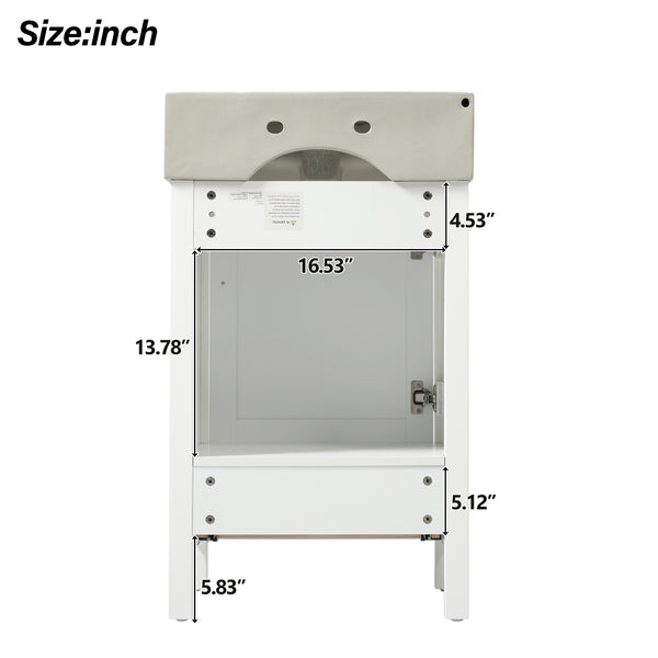 English Elm 20.28'' 20.28" Modern Bathroom Vanity with Ceramic Sink, Solid Wood Frame, Soft-Close Drawer & Cabinet - Space-Saving Design White N729P277755K