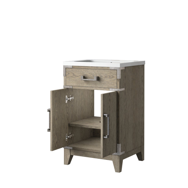 English Elm Grey Oak Single Bath Vanity 20" W X 18" D - Modern Design With Easy-Care Acrylic Top & Storage Solutions B2731P259736
