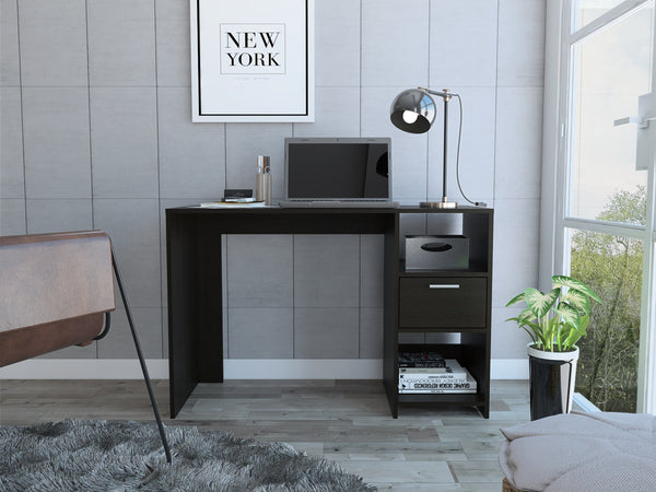 English Elm Arlington Computer Desk - Space-Saving, Stylish Workstation With Drawer & 2 Open Shelves Options B128P148859