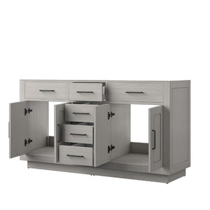 English Elm White Oak Double Bath Vanity - Stylish 60" Freestanding Unit With Ample Storage & Soft-Close Features B2731P257755-GIGA