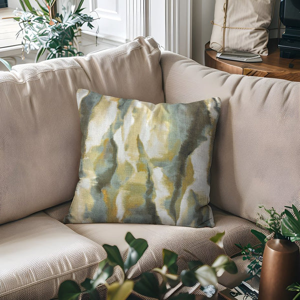 JLA Home Chapel Hill - Multi watercolor square pillow 20x20 with textured woven print, plush feather-poly blend, removable shell Gold/Grey CH30-0038