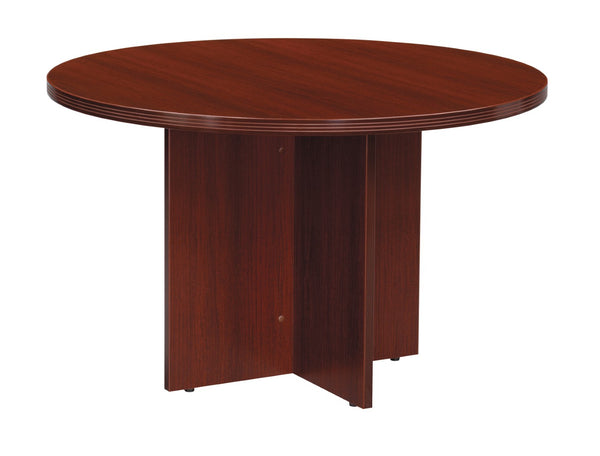 OSP Home Furnishings Napa Round Dining Table Seats Four to Six with Sturdy Base for Kitchen or Nook Mahogany NAP-23-MAH