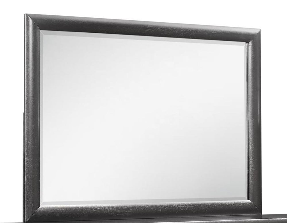 English Elm CIVIC Gray Mirror for Dresser — Contemporary Solid Wood & Glass Trim, Attaches to Dresser B201P215829