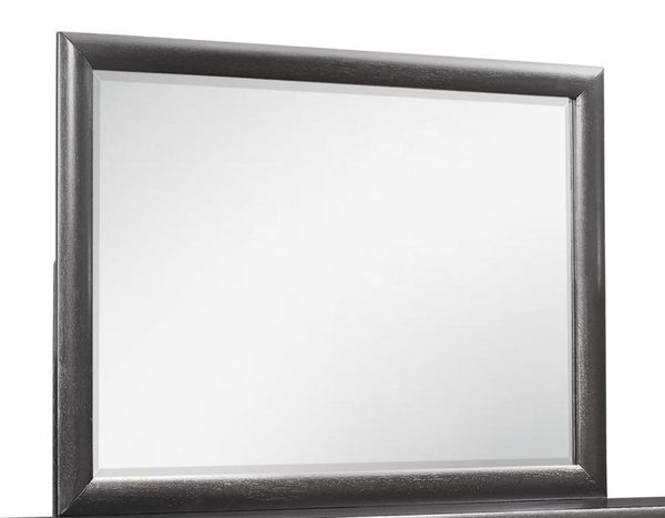 English Elm CIVIC Gray Mirror for Dresser — Contemporary Solid Wood & Glass Trim, Attaches to Dresser B201P215829
