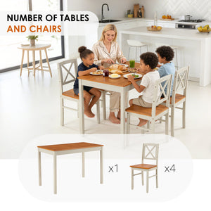 English Elm 5-piece Solid Rubberwood Dining Set Seats Four with Space Saving Design for Apartments W2896P419919