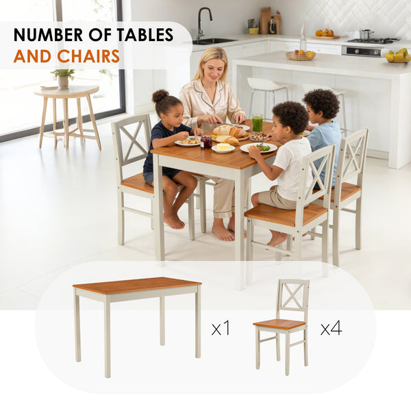 English Elm 5-piece Solid Rubberwood Dining Set Seats Four with Space Saving Design for Apartments W2896P419919