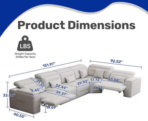 English Elm Power Reclining Sectional Sofa with Bluetooth Speakers Wireless Charging and Storage Console W3795S00017