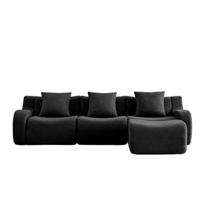 English Elm Boneless 3-Seat Modular Sofa In Plush Teddy Fabric, Ergonomic Curved Armrests, No Assembly Needed! W714S01459