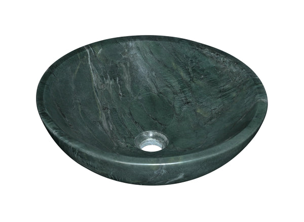 English Elm Green Natural Marble Vessel Sink - Polished Finish, Unique Veining, Elegant Bathroom Upgrade  ⌀15.7" W1696P333279
