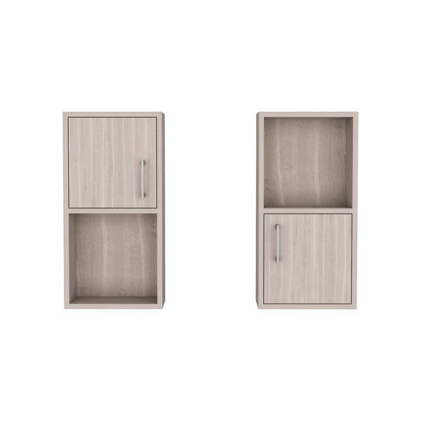 English Elm Oba Beige 2-Pc Wall-Mounted Bathroom Medicine Cabinet with Open & Closed Storage, Compact Design B070P188847