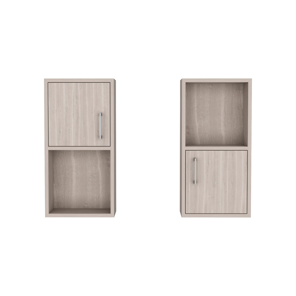 English Elm Oba Beige 2-Pc Wall Medicine Cabinet with Open & Closed Storage, Compact 23.7"H x11.8"D, 4 Shelves B200P188847