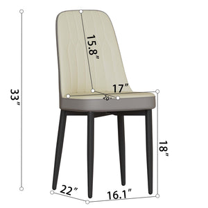 English Elm 63" Medieval Modern Brown Mdf Dining Table & Pu Chair Set For Stylish Home Dining & Comfort W2189S00704