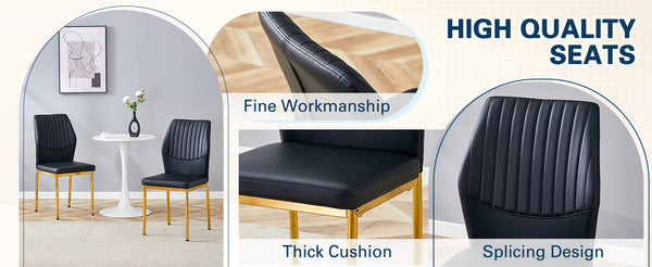 English Elm Luxury Dining Chair Set Of 4 - Modern Black Pu Upholstery With Gold Legs For Stylish Comfort W1151P282688