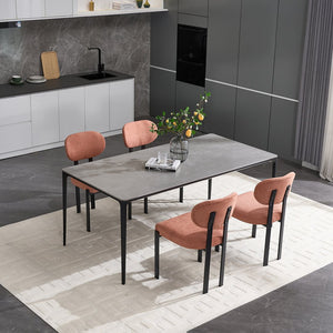 English Elm Modern Boucle Tufted Dining Chairs Set of 2 Mid-century Matte Leg Kitchen Seating Black,Orange W3244P296984