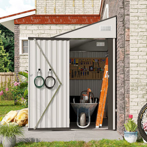 English Elm Campcraft Metal Storage Shed with Sloped Roof Ventilation and Weather Resistant Steel Panels White W1598S00047