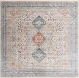 Unique Loom Newport Rosecliff Machine Made Border Rug Multi, Blue/Light Blue/Light Brown/Rust Red/Terracotta 10' 2" x 10' 2"