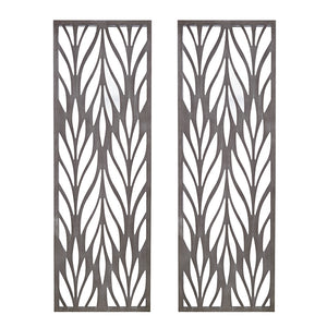 JLA Home Madison Park - Grey Reclaimed Laser-Cut Wood Wall Panels by Emily Warne — 2-Piece 36x12 Botanical Art Décor Set MP95B-0291