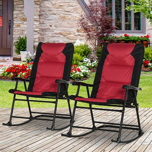 English Elm Outsunny 2 Piece Outdoor Patio Furniture Set - Comfortable Folding Rocking Chairs For Any Space W2225P229158-GIGA